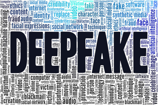 Deepfake vector illustration word cloud isolated on white background.
