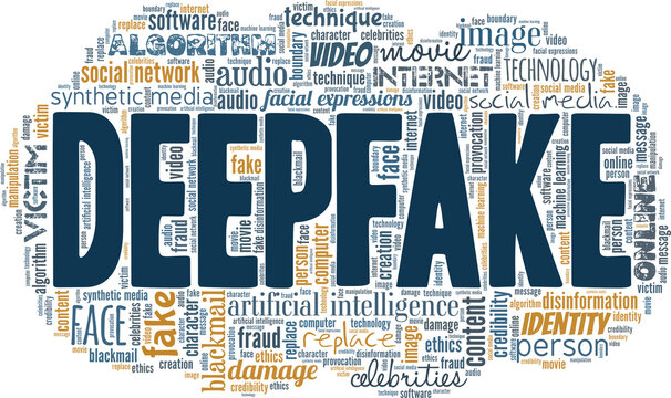 Deepfake vector illustration word cloud isolated on white background.
