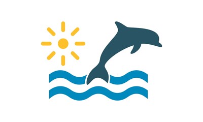 swim jump dolphin fish on the sea vector