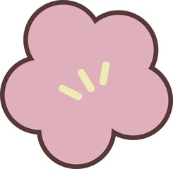 Fototapeta premium ポップでかわいいピンクの花のイラスト 年賀状 正月 日本