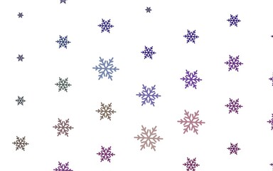Light Pink, Green vector layout with bright snowflakes, stars.