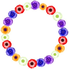 アネモネのフレーム円形