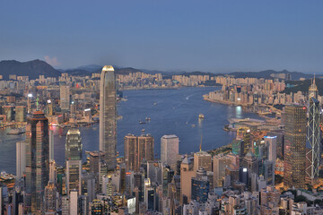 Fototapeta na wymiar a Night view from Victoria Peak in Hong Kong 4 Sept 2021