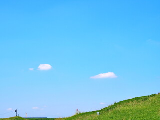 Obraz na płótnie Canvas 青い空と白い雲、緑の草木