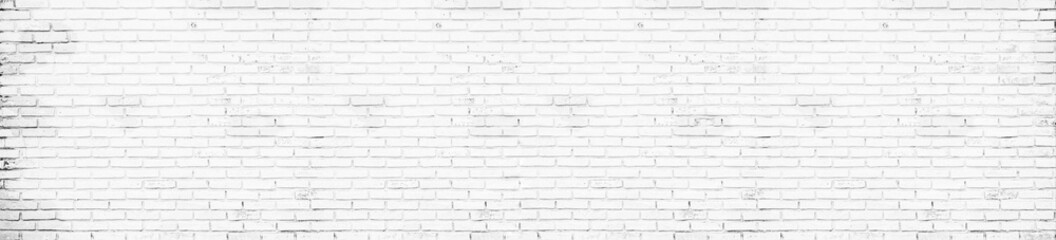 Panorama of white brick wall textured backgrounds for design.