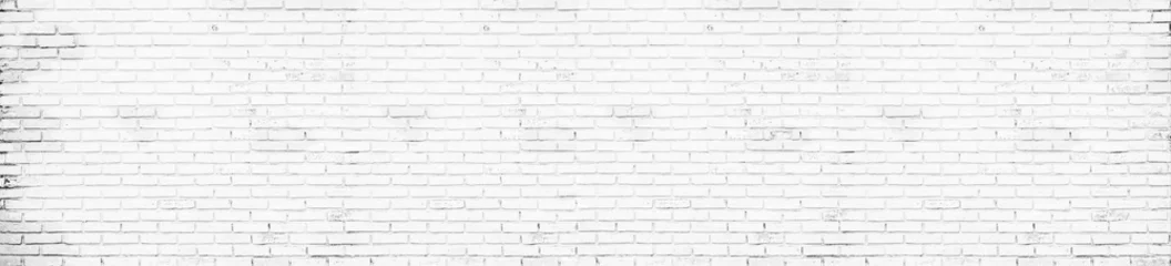 Papier Peint photo Mur de briques Panorama of white brick wall textured backgrounds for design.