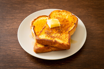 French toasted with butter and honey
