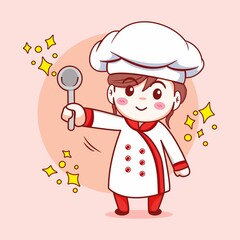 Girl Chef Bring a Knife Cute Vector