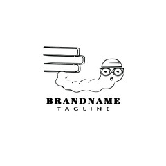 bookworm logo cartoon icon design cute black isolated vector illustration