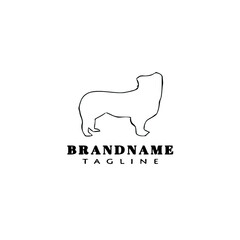 flat border collie dog logo cartoon icon design template black isolated vector illustration
