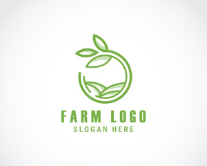 farm logo creative nature organic leave emblem design concept