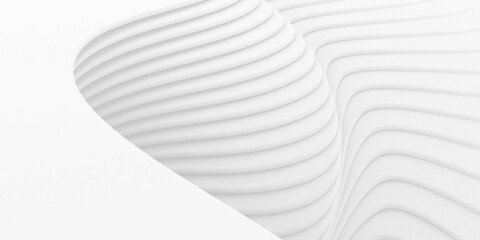 Stack of surface flowing curve white architecture and interior background and wallpapers.3d render.