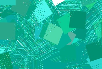 Light Green vector template with crystals, circles, squares.