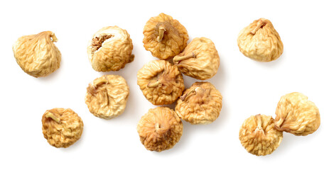 dried figs isolated on the white background, top view