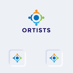 the letter O people logo, this logo is formed by a combination of the letter O and the shape of people with different colors.