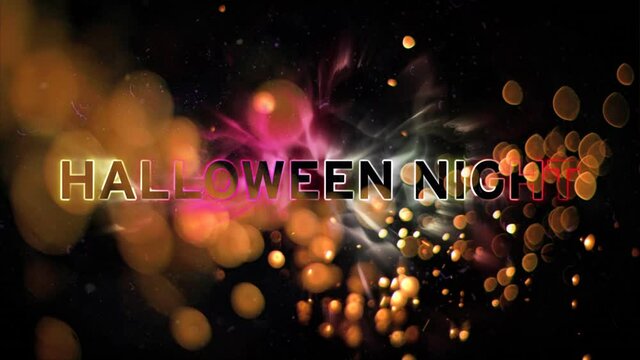 Animation of halloween greetings with lights on black background