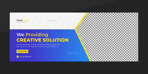 We are creative solution facebook cover page Creative corporate business or web banner for digital marketing business Creative corporate business marketing social media Facebook cover banner post  - obrazy, fototapety, plakaty