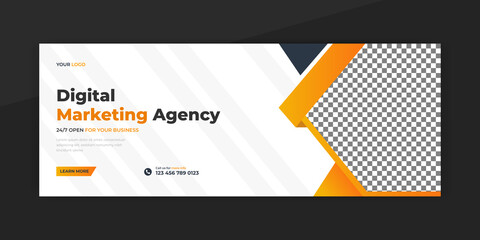 Digital marketing agency facebook cover photo design with creative shape or Creative corporate business marketing social media Facebook cover banner post  - obrazy, fototapety, plakaty