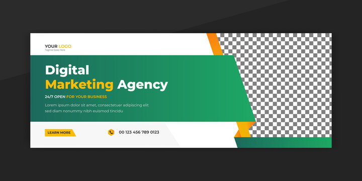 Digital marketing agency facebook cover photo design with creative shape or web banner for digital marketing business 
