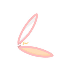 illustration of a powder container whose hinges are broken or damaged. make-up tools or objects to beautify the face. flat cartoon style. vector element design
