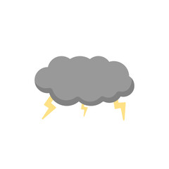 illustration of a cloud and lightning. symbol of storm, cloudy, rain. flat cartoon style. icon design and vector elements
