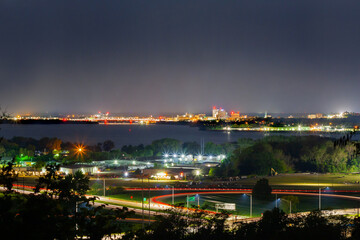 Distant View Of Peoria Illinois At Night