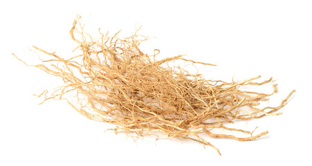 dried vetiver roots isolated on the white background