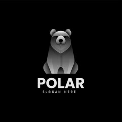 Vector Logo Illustration Polar Bear Gradient Colorful Style.