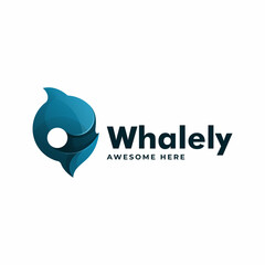 Vector Logo Illustration Circle Whale Gradient Colorful Style.