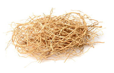 dried vetiver roots isolated on the white background