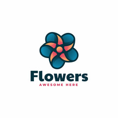Vector Logo Illustration Flower Simple Mascot Style.