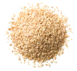 uncooked wheat germ isolated on the white background, top view