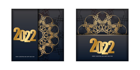 Festive Brochure 2022 Happy New Year in black with winter gold pattern