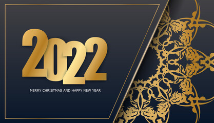 Festive Brochure 2022 Merry Christmas and Happy New Year in black with vintage gold ornament