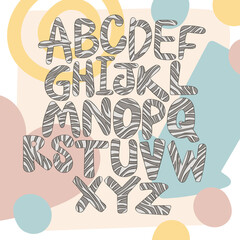 English alphabet. Letters. Lettering poster. Isolated vector objects. Zebra color.