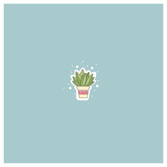 Beautiful flower in a pot. Plant. Card. Frame. Isolated vector object.