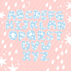 English alphabet. Letters. Lettering poster. Isolated vector objects. Stars print.