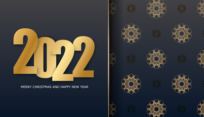 Holiday Brochure 2022 Merry christmas black with winter gold pattern