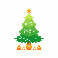 Fototapeta premium vector gradient style christmas tree logo