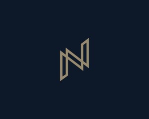 Abstract linear letter N logo icon design modern minimal style illustration. Premium vector line emblem sign symbol mark logotype