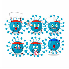 Mascot design style of bovine virus character as an attractive supporter