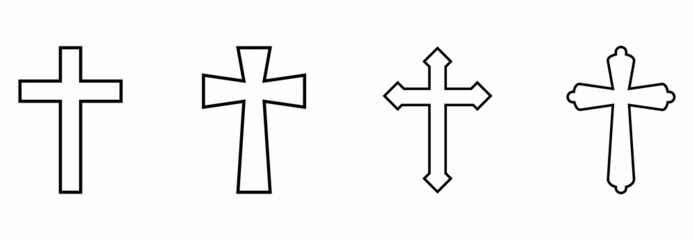 Christian cross icon set, Christian cross vector set sign symbol