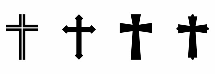 Christian cross icon set, Christian cross vector set sign symbol