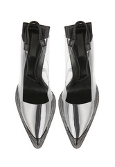 Black stylish women's shoes. View from above