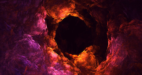 3D rendering abstract multicolor fractal light background