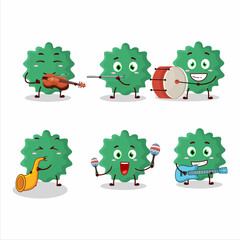 Cartoon character of haploviricotina playing some musical instruments