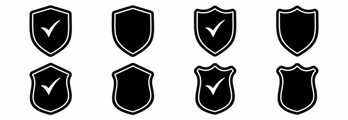 shield icon set, shield vector set, protections approve sign 