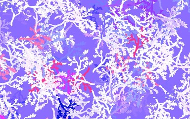 Light Purple, Pink vector doodle backdrop with leaves, branches.