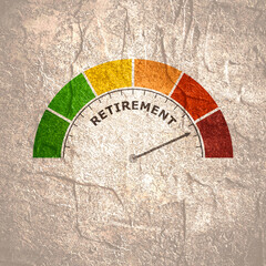 Retirement level meter. Economy and employment concept
