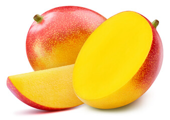 Mango isolated on the white background. Fresh mango Clipping path. Mango macro studio photo